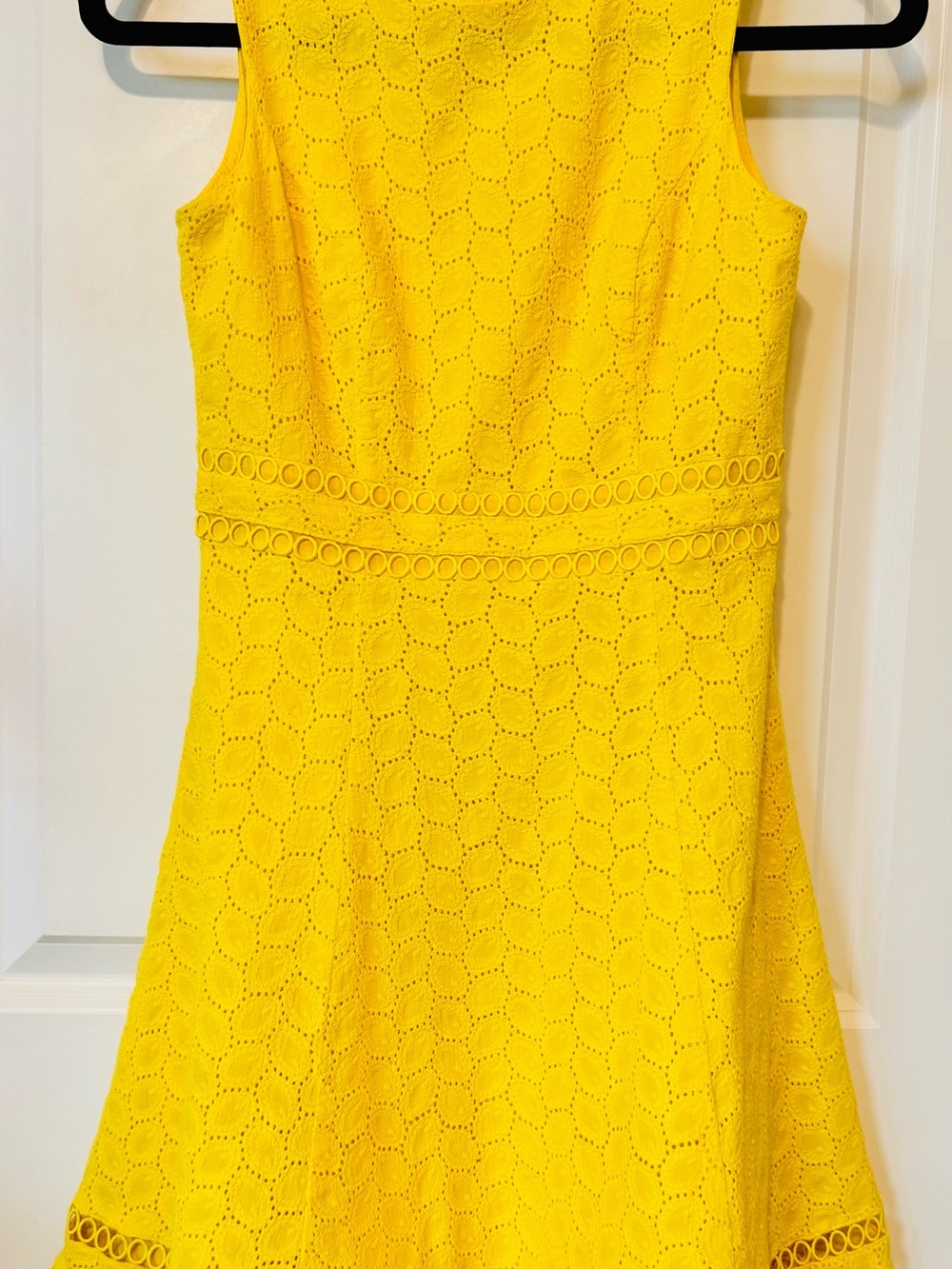 Calvin Klein yellow lace fit and flare dress size 4 petite NWOT